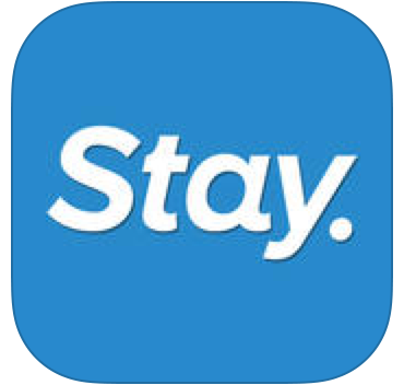 Review: Stay.com a blue square with white text