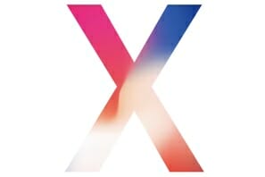 a letter x with red and blue stripes