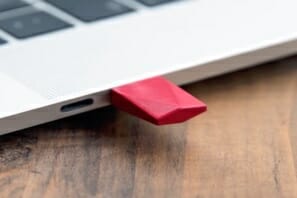 a usb stick plugged into a laptop