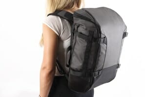 a woman with a backpack