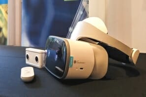a virtual reality headset on a table