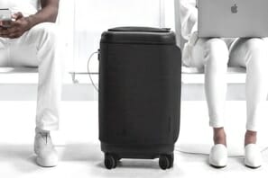 a black suitcase with wheels