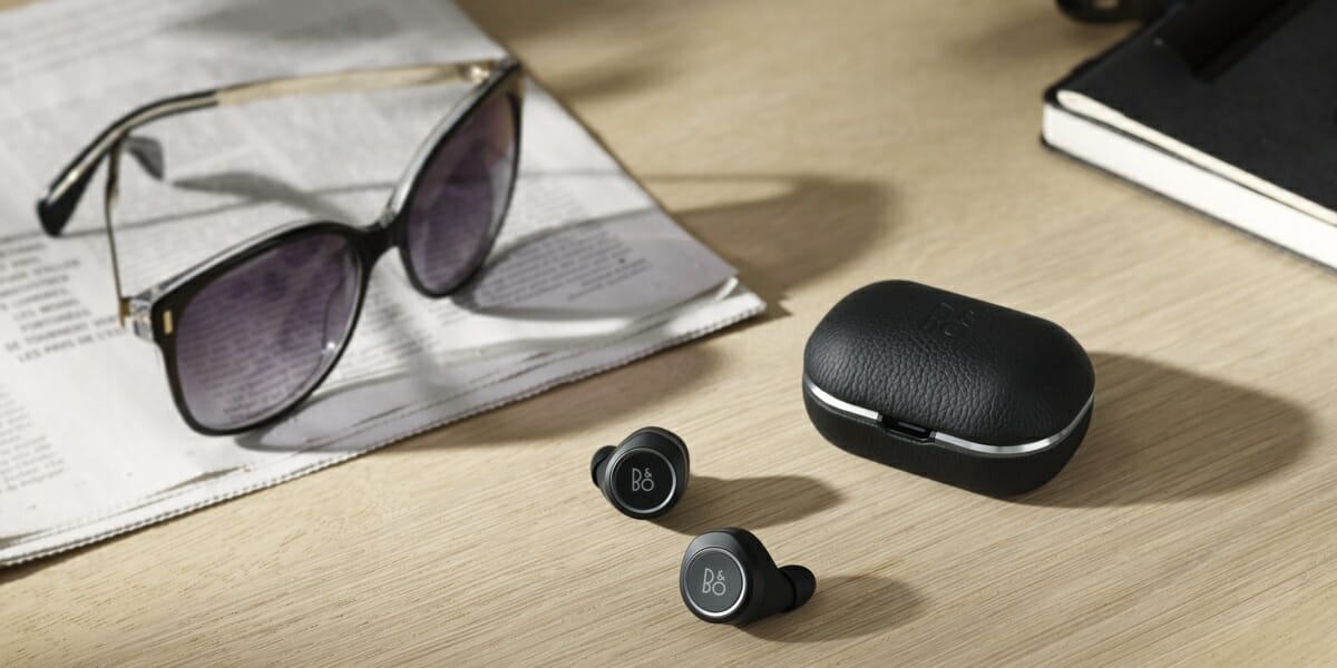 News: Bang & Olufsen Beoplay E8 2.0 sunglasses and earbuds on a table