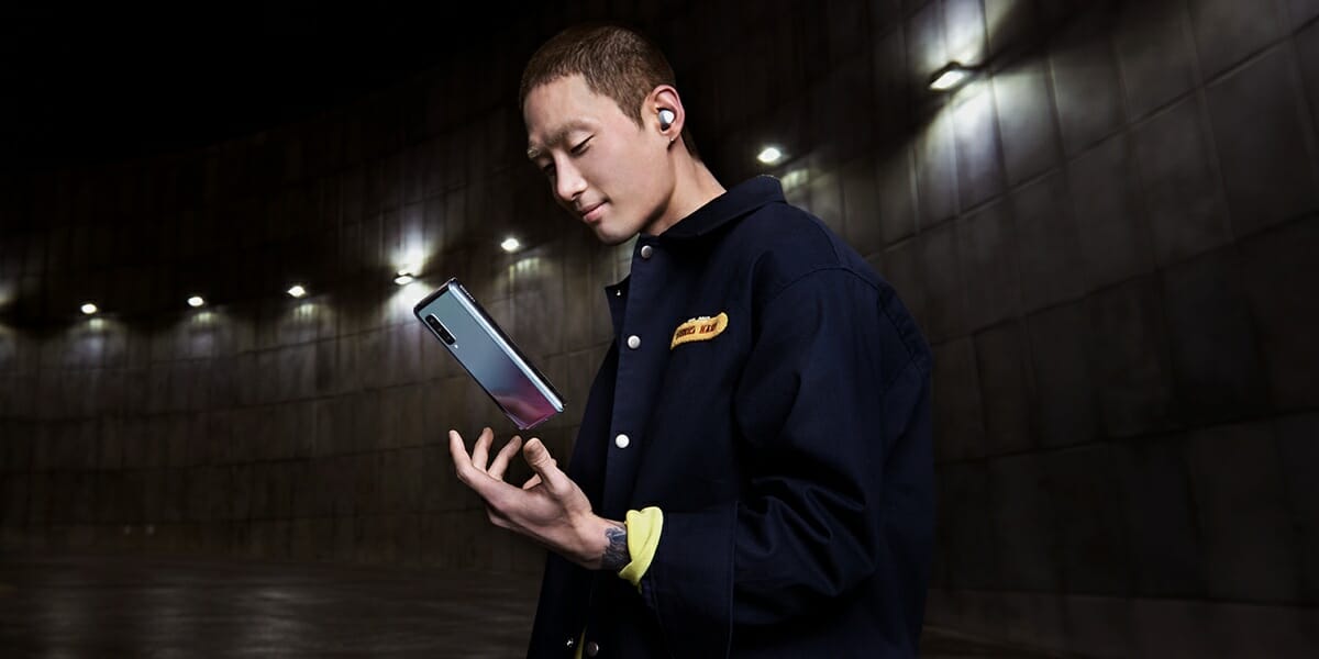 News: Samsung Galaxy Fold a man holding a cell phone
