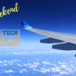 Easter Travel Tech Deals an airplane wing in the sky