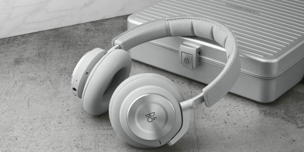 a pair of headphones on a grey surface