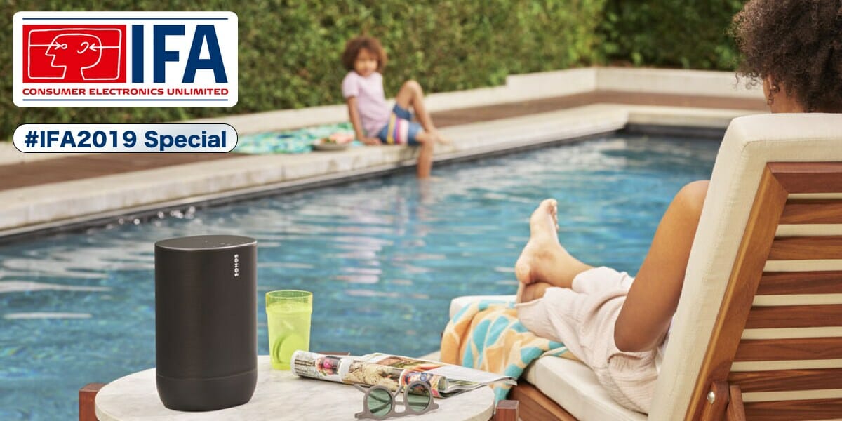 Sonos Go Portable with the Move Speaker Sonos Move poolside
