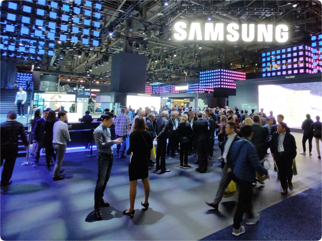 Samsung booth at CES 2020. Samsung Unpacked 2021 will be virtual only.  {Tech} for Travel. https://techfortravel.co.uk