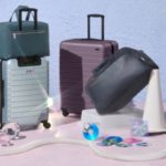 Act Quick, Away are Having a Surprise Sale a group of luggage on a stand