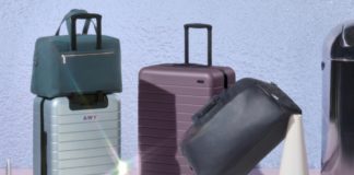 Act Quick, Away are Having a Surprise Sale a group of luggage on a stand