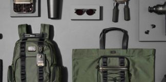 New TUMI Alpha Bravo 2-in-1 Backpacks are Green in More Ways than One a group of items on a gray surface
