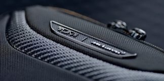 New TUMI & McLaren Premium 9-Piece Luggage Collection is Stunning a close up of a black bag