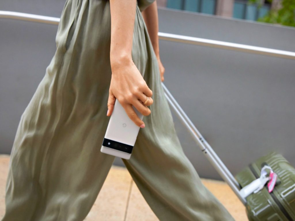 a person walking with a phone