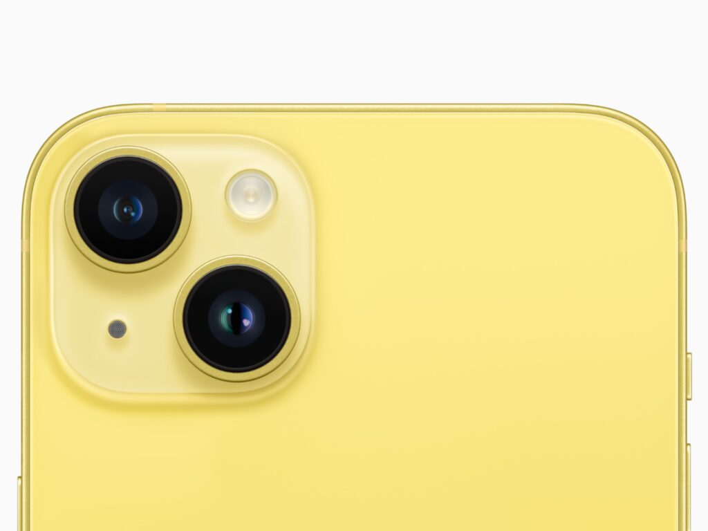 Yellow Apple iPhone 14 Plus.  {tech} for Travel.  https://techfortravel.co.uk