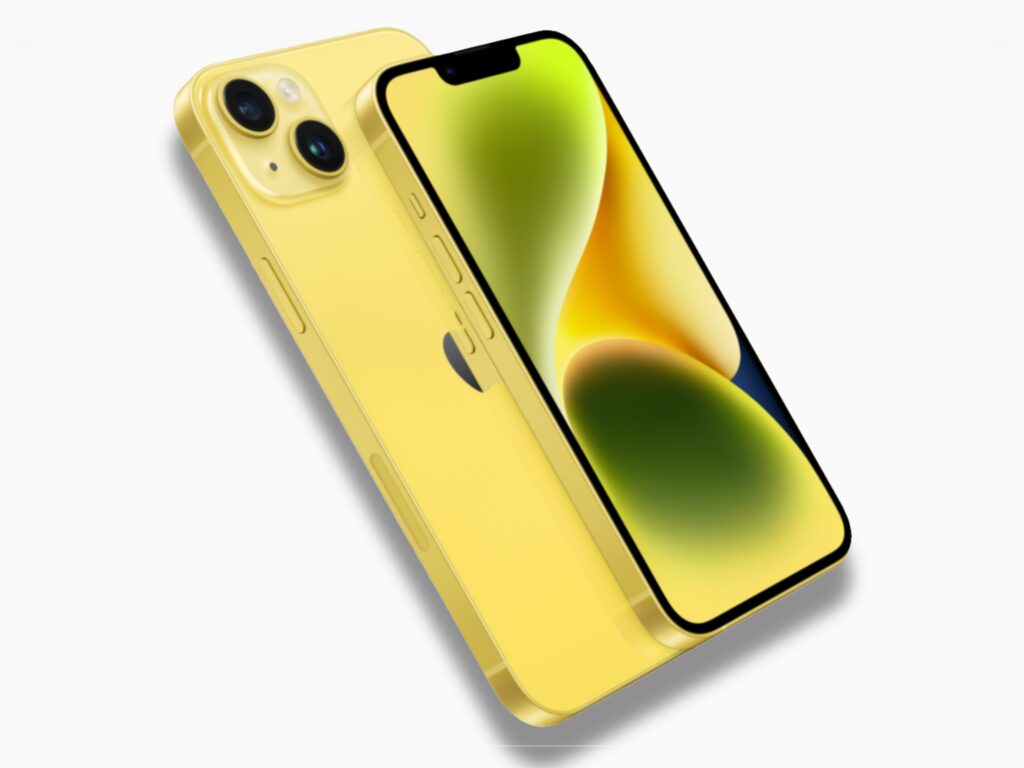 Yellow Apple iPhone 14.  {Tech} for Travel.  https://techfortravel.co.uk