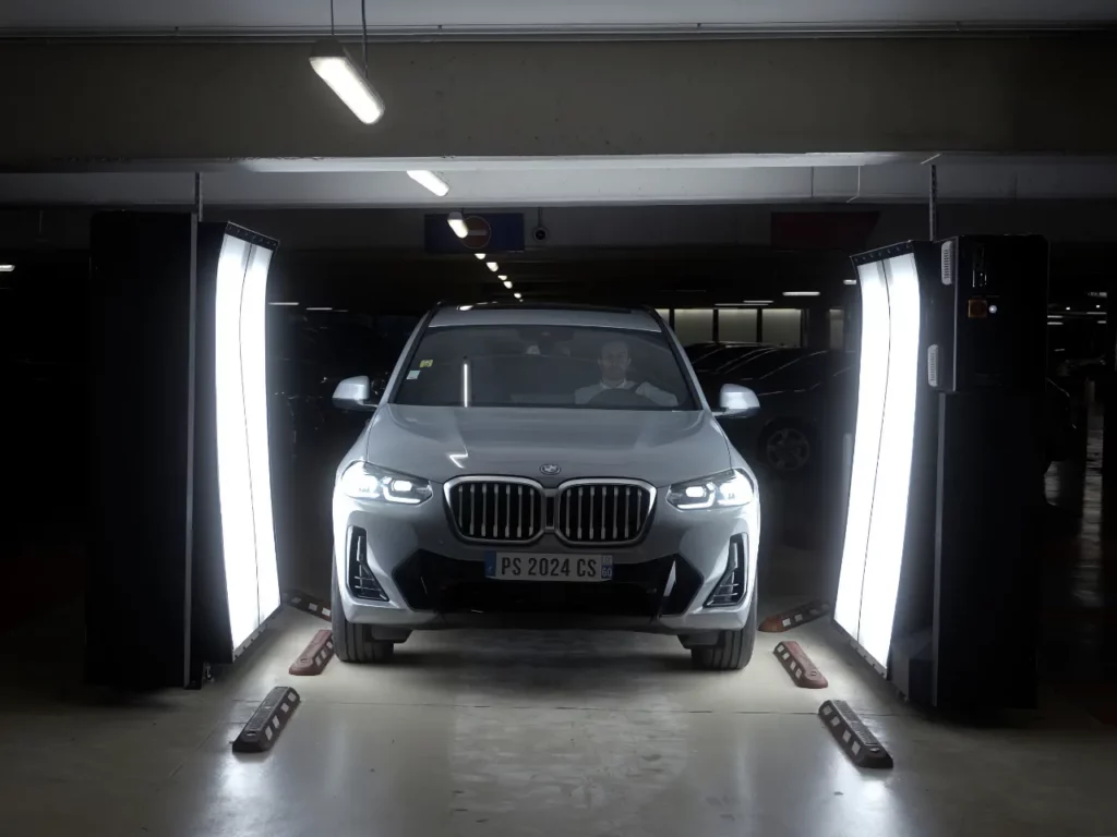 a car parked in a garage using ProovStation scanner. CES 2024 News.  {Tech} for Travel. https://techfortravel.co.uk