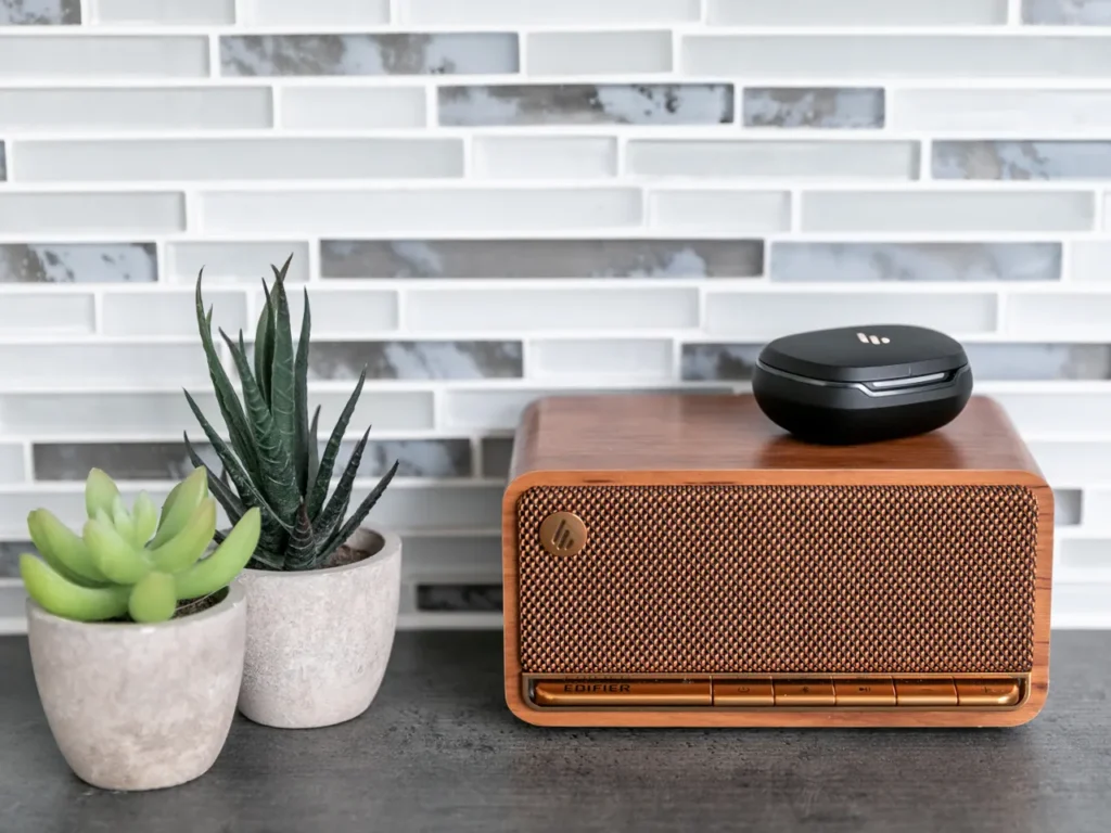 a speaker on a table. Edifier NeoBuds Pro 2 Review.  {Tech} for Travel. https://techfortravel.co.uk
