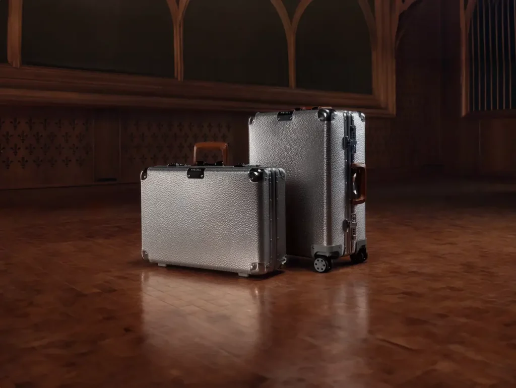 a group of luggage on a wooden floor. RIMOWA Hammerschlag Limited Edition Collection. {Tech} for Travel. https://techfortravel.co.uk