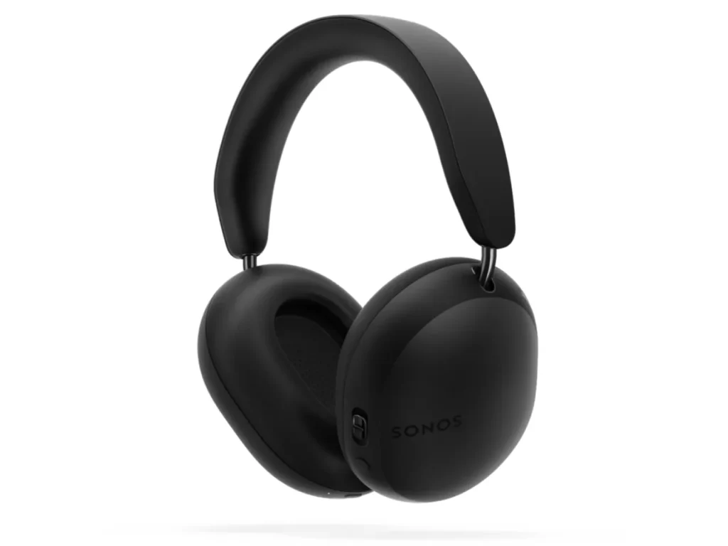 a black headphones on a white background.  Sonos Ace Headphones in Black.  {Tech} for Travel. https://techfortravel.co.uk