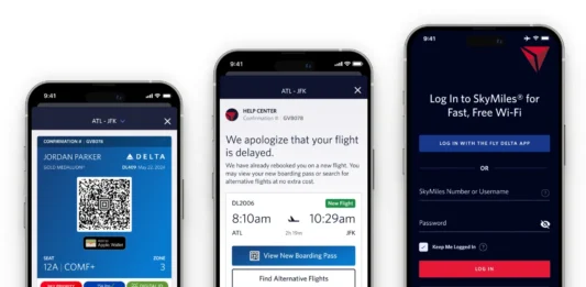 a screenshot of a phone. Fly Delta App