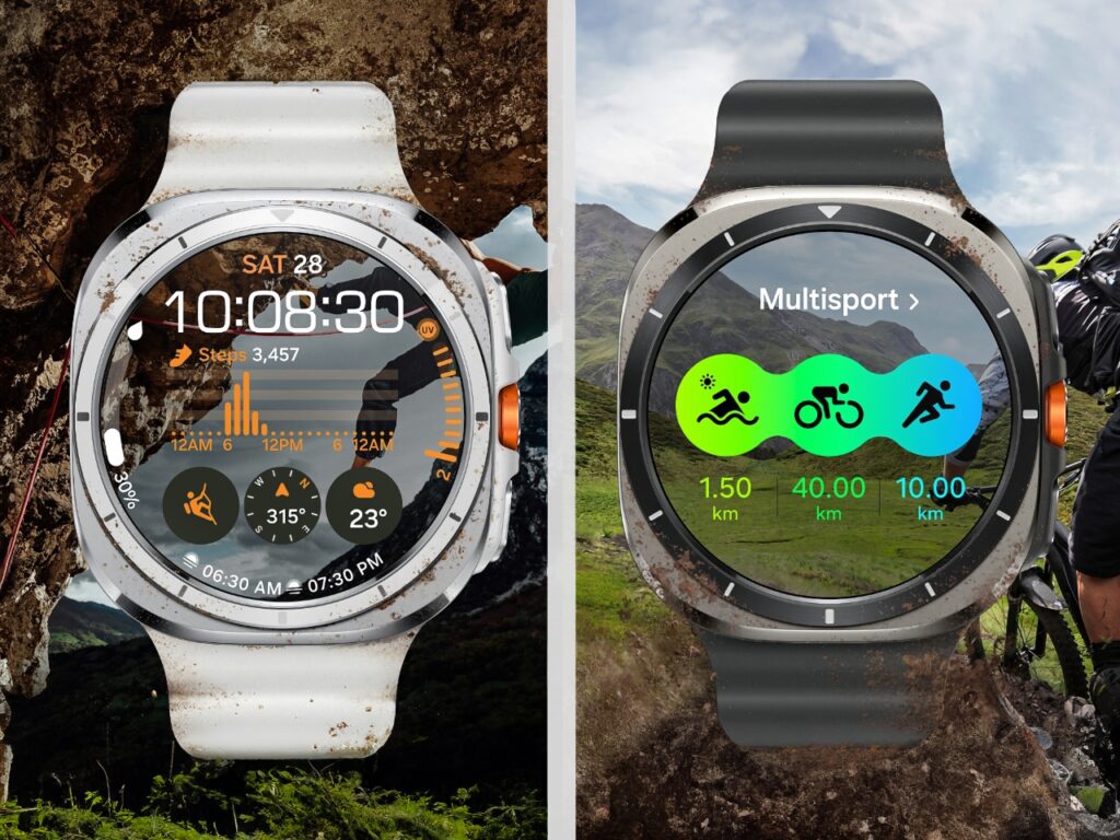 a screenshot of a smart watch. Samsung Galaxy Watch Ultra Specifications. {Tech} for Travel. https://techfortravel.co.uk