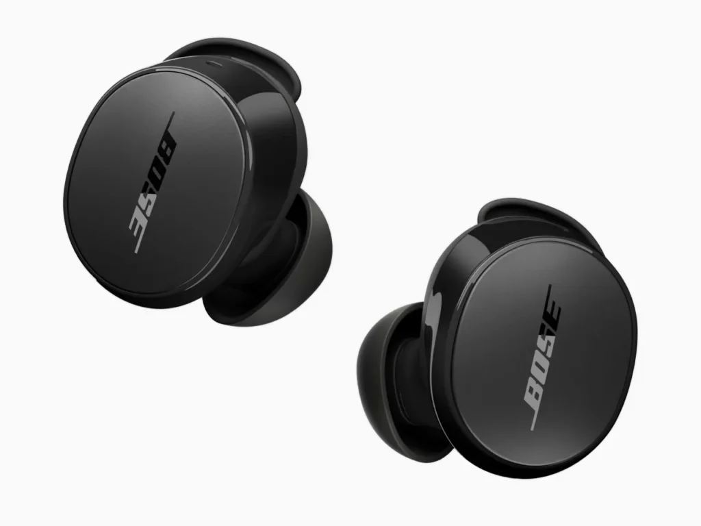 a pair of black earbuds. Bose QuietComfort Earbuds In Ear.  {Tech} for Travel. https://techfortravel.co.uk