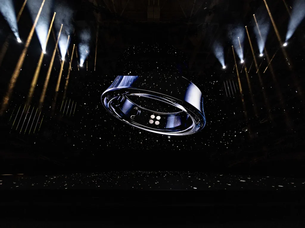 a ring floating in the air. Samsung Galaxy Ring