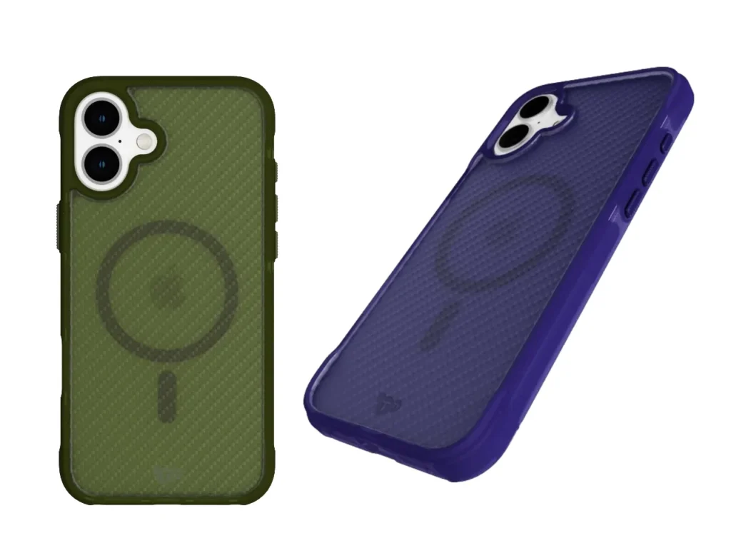 a two cell phones with a camera. Apple iPhone 16. Best Apple iPhone 16 Cases. {Tech} for Travel. https://techfortravel.co.uk