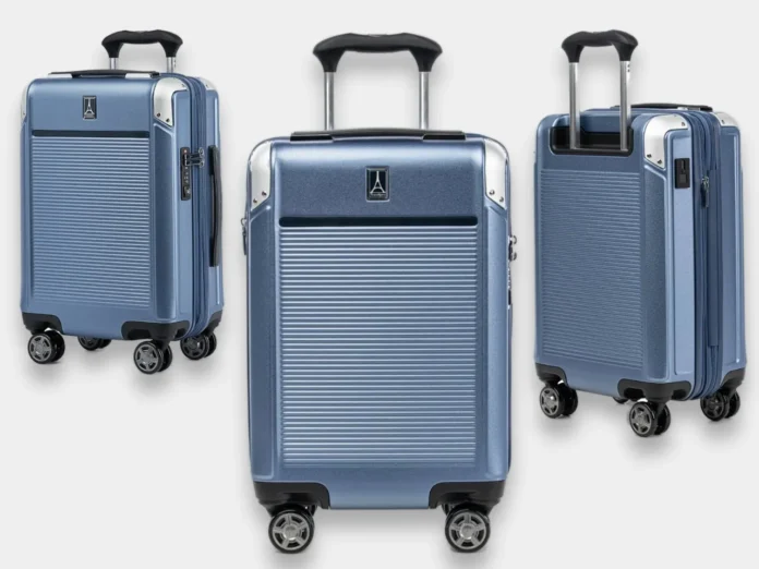 a group of luggage with wheels