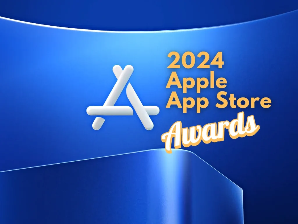 a blue and white logo. Apple App Store Awards