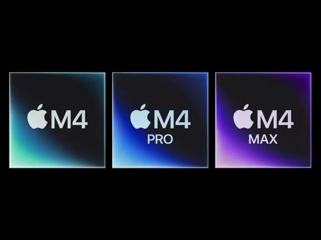 a group of logos on a black background. Apple MacBook Pro M4 Chips