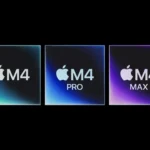 Apple MacBook Pro M4 Specifications & Overview a group of logos on a black background. Apple MacBook Pro M4 Chips