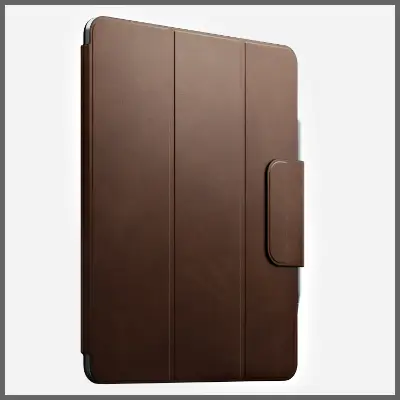 a brown leather case for a tablet