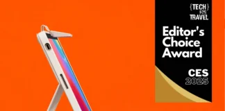 CES 2025 News: Keep Kids Engaged While Travelling with Thinkpal Tablet a white laptop with a stand on it