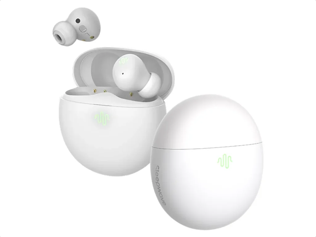 a white wireless earbuds with a lid open. For me Buds. CES News 2025. {Tech} for Travel. https://techfortravel.co.uk