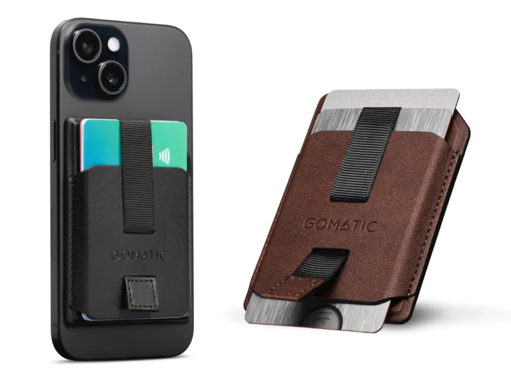 a phone with a card holder. Gomatic Phone Wallet. Nomatic Phone Wallet. Gomatic Accessories. {Tech} for Travel. https://techfortravel.co.uk