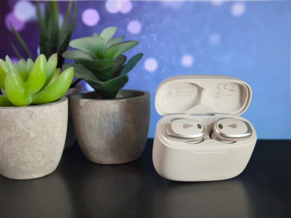 a white box with two small plants in it. Edifier NeoDots Review.  {Tech} for Travel. https://techfortravel.co.uk