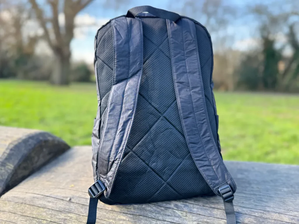 a backpack on a bench. STM Goods BagPack review. {Tech} for Travel. https://techfortravel.co.uk