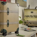 a suitcases on a table. Globe-Trotter Elephant Family collection. {Tech} for Travel. https://techfortravel.co.uk