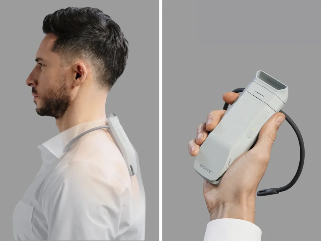 Sony REON Pocket Pro – {Tech} for Travel a man holding a device. Sony REON Pocket Pro. Healthy Travel Gadgets. {Tech} for Travel. https://techfortravel.co.uk