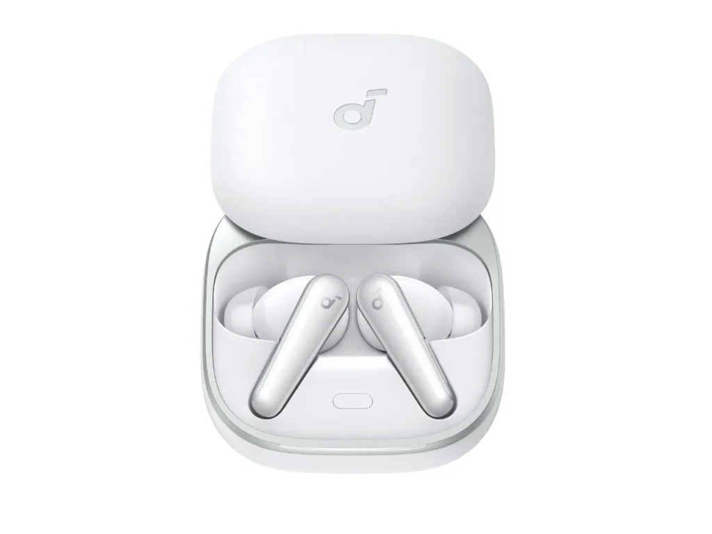 Soundcore Liberty 5 Earbuds Case – {Tech} for Travel a white wireless earbuds in a case. Soundcore Liberty 5 review Earbuds. {Tech} for Travel. https://techfortravel.co.uk