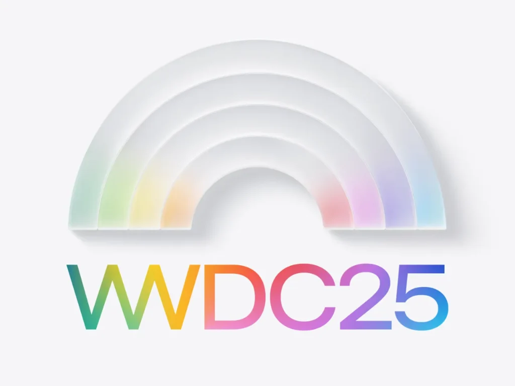Apple WWDC 2025 Logo – {Tech} for Travel a rainbow colored paper cutout. WWDC 2025. Apple Maps in iOS26. iPhone for Travel. {Tech} for Travel. https://techfortravel.co.uk