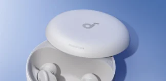 Flying soon try the Soundcore Sleep A30 for silence a white round box with a lid open. Soundcore Sleep A30. {Tech} for