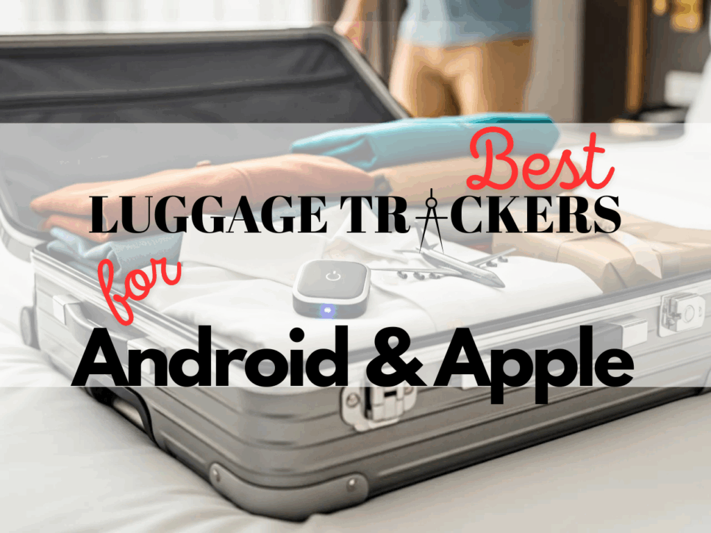 a suitcase with clothes on it. Best Luggage Trackers.