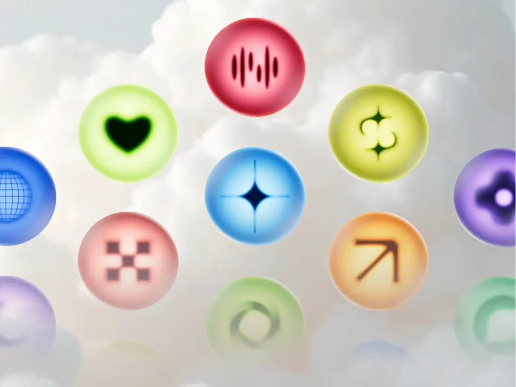 Natura AI Personoas – {Tech} for Travel a group of colorful circles with different symbols. Natura AI People. {Tech} for Travel. https://techfortravel.co.uk