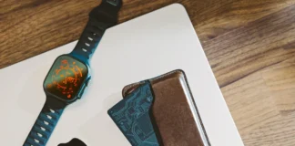Nomad Is Celebrating Big, with a Sitewide Discount a watch and wallet on a laptop. Nomad Goods 13th Anniversary Sale. {Tech} for Travel. https://techfortravel.co.uk