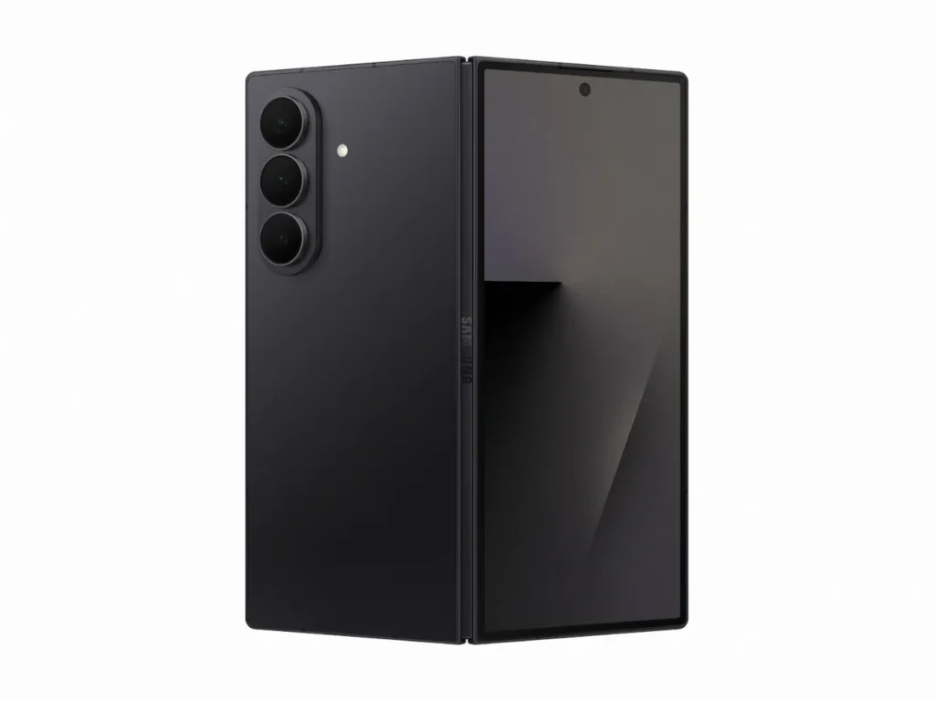 Samsung Galaxy Z Fold7 Black – {Tech} for Travel a black rectangular device with three cameras. Samsung Galaxy Z Fold7 Black. {Tech} for Travel. https://techfortravel.co.uk