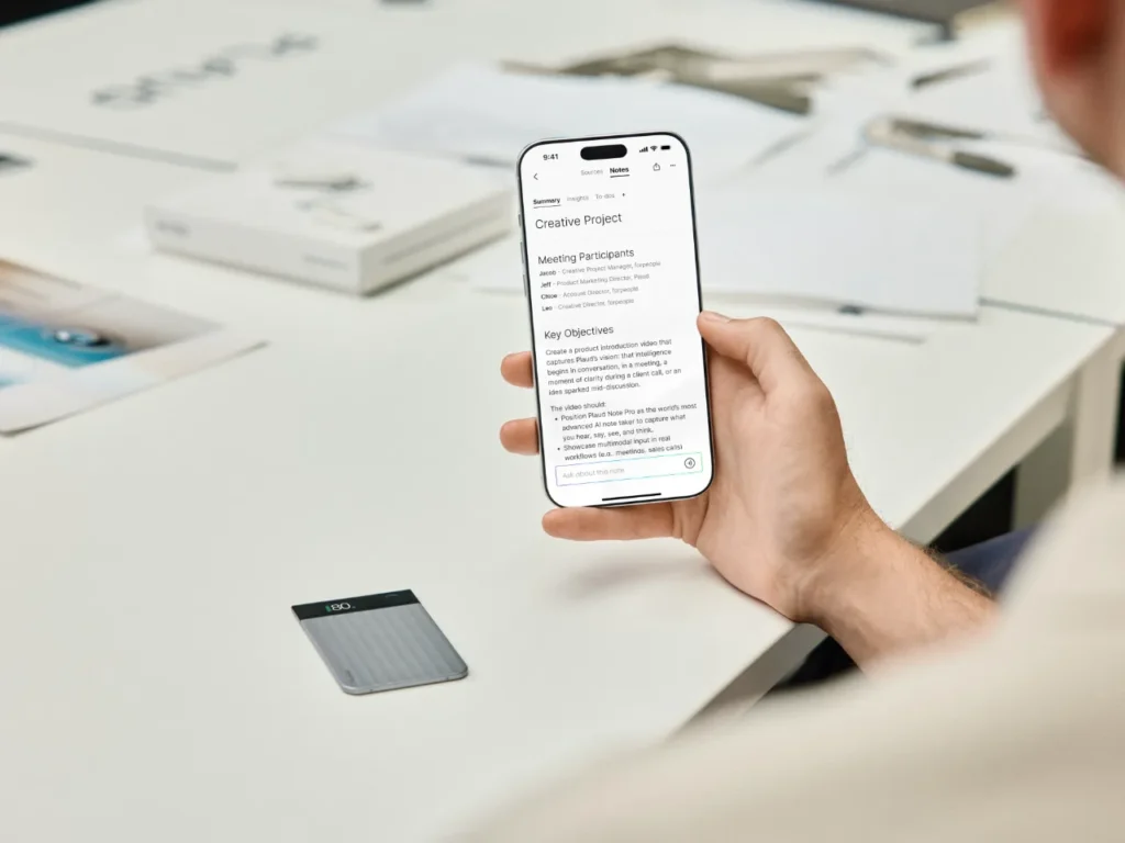 Plaud Note Pro app – {Tech} for Travel a person holding a phone. Plaud Note Pro. IFA 2025 news. {Tech} for Travel. https://techfortravel.co.uk