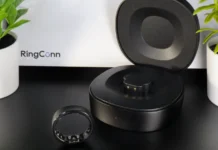RingConn Gen 2 Smart Ring Review: A Sleep Game Changer a black round object with a round ring inside. RingConn Gen 2 Review. {Tech} for Travel. https://techfortravel.co.uk