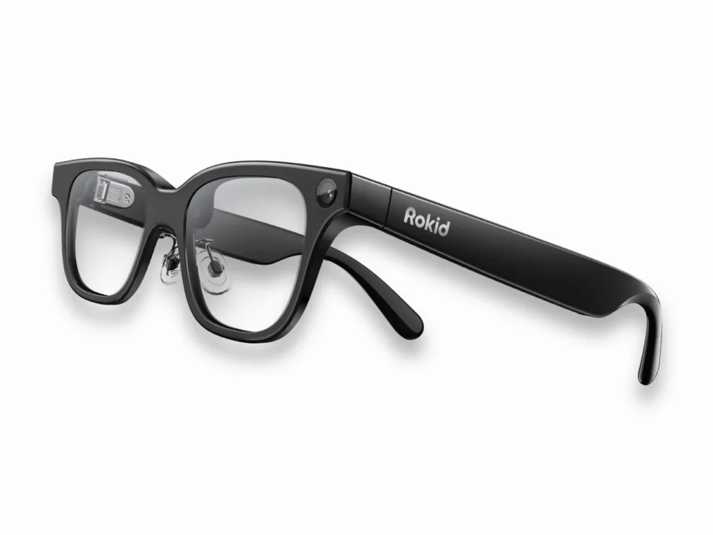 Rokid Glasses Profile – {Tech} for Travel a black glasses with a white background. Rokid Glasses. IFA 2025 news. {Tech} for Travel. https://techfortravel.co.uk